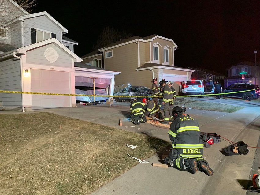 South Metro Fire Rescue was on scene March 27 after a vehicle struck two homes in Highlands Ranch.